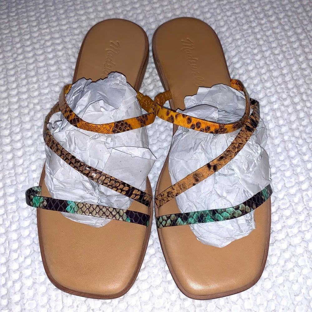 NWT Madewell The Lyra Slide Sandal in Snake Embossed Leather Sz 6